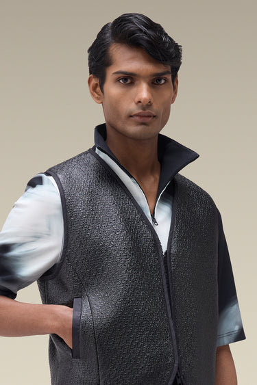Premium Textured Gilet in Black