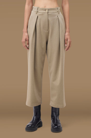Premium Sage Green Scuba Pleated Trouser