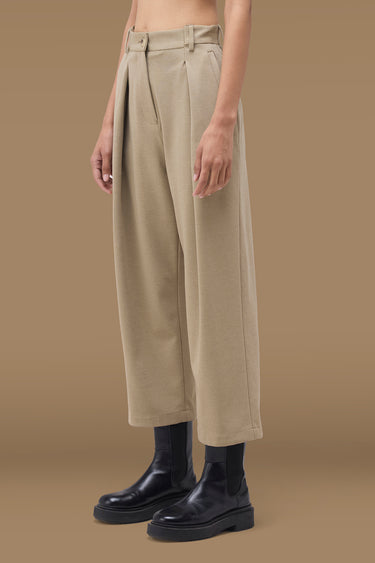 Premium Sage Green Scuba Pleated Trouser