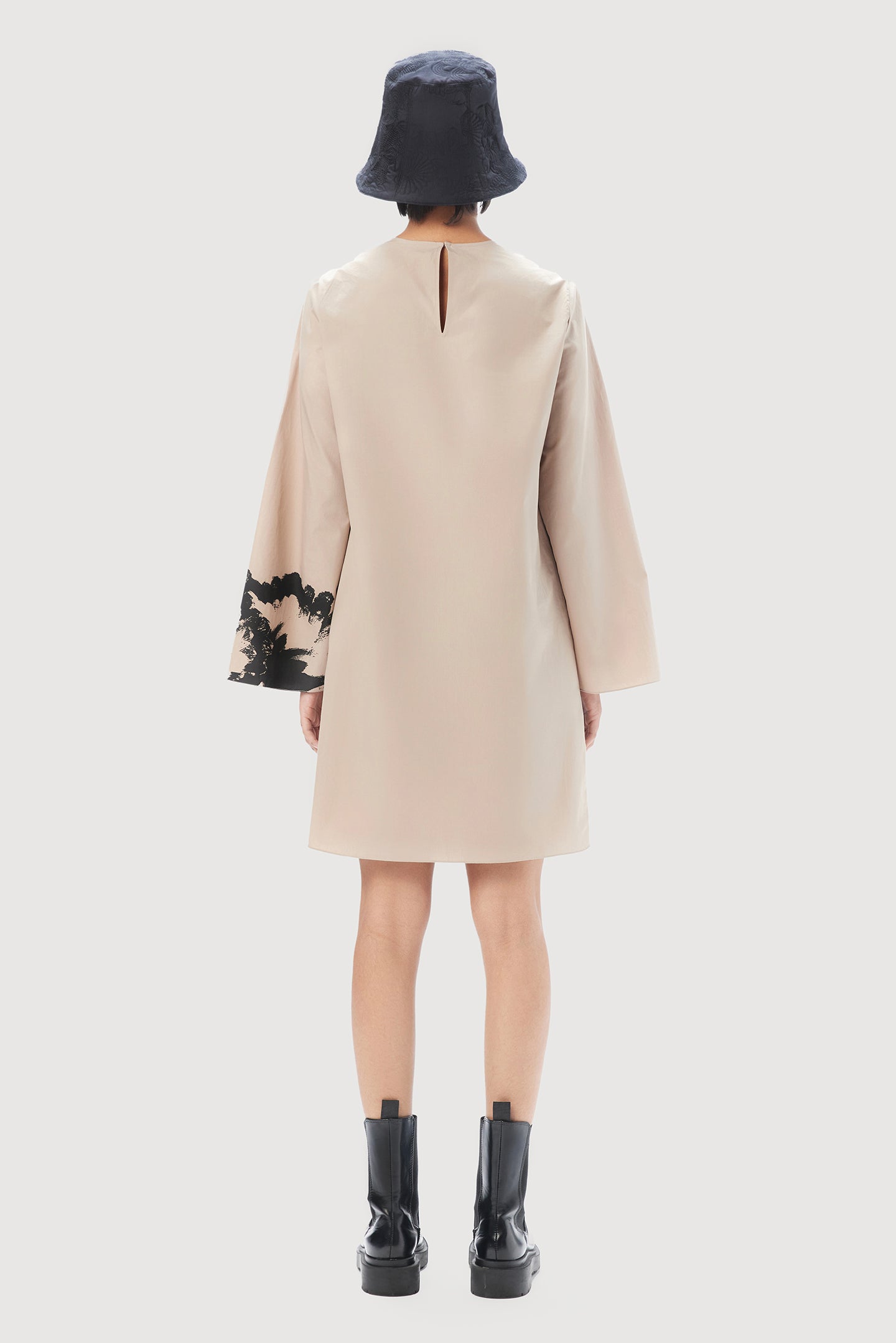 A-Line Oval Neck Dress with Bell Sleeves