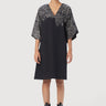 Oversized V-Neck Dress with Kimono Sleeves Black - Genes Lecoanet Hemant