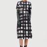 Slim Fit Round Neck Dress with All-Over Large Checks Print - Genes Lecoanet Hemant