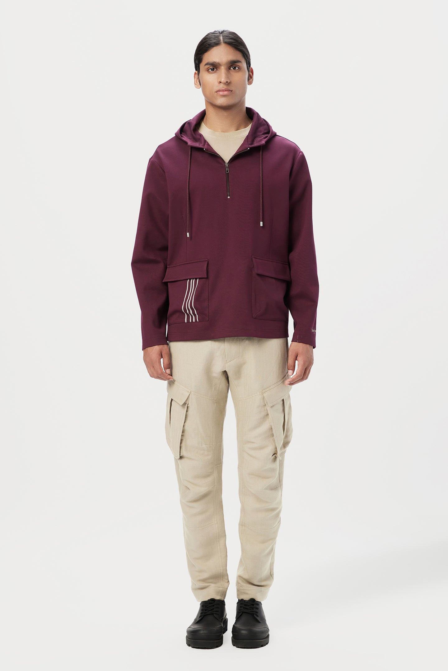Relaxed Fit Hoodie with Front Flap Pocket