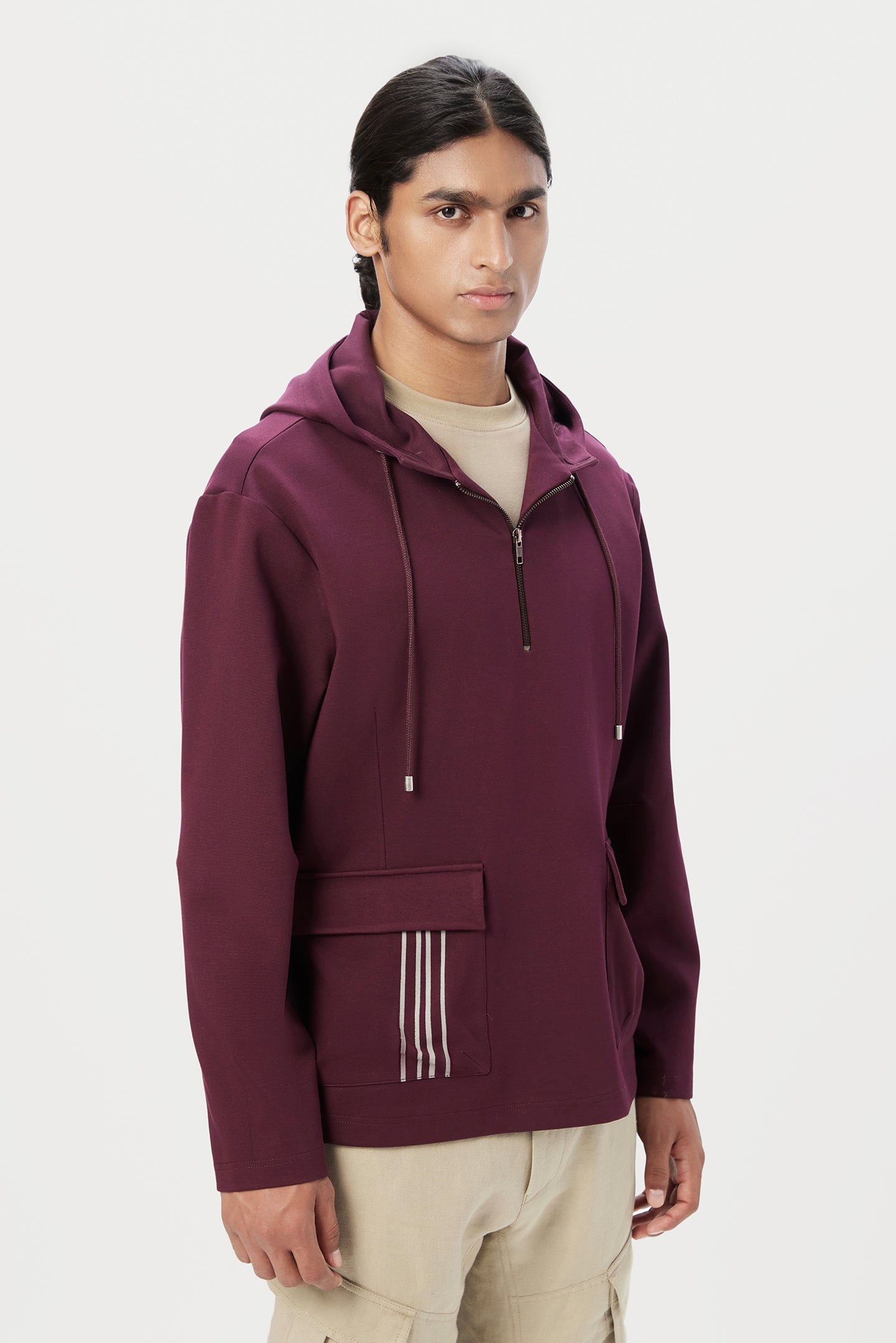 Relaxed Fit Hoodie with Front Flap Pocket