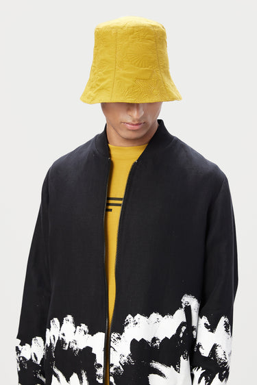 Stylish Regular Fit Bomber Jacket with Gingko Print - Genes Lecoanet Hemant