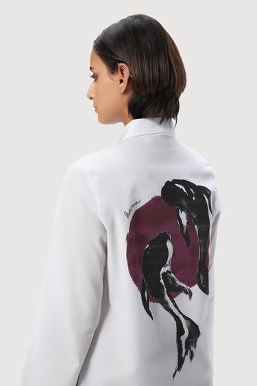 Slim Fit Button-Up Shirt with Bell Sleeves and a Striking Fish Print - Genes Lecoanet Hemant