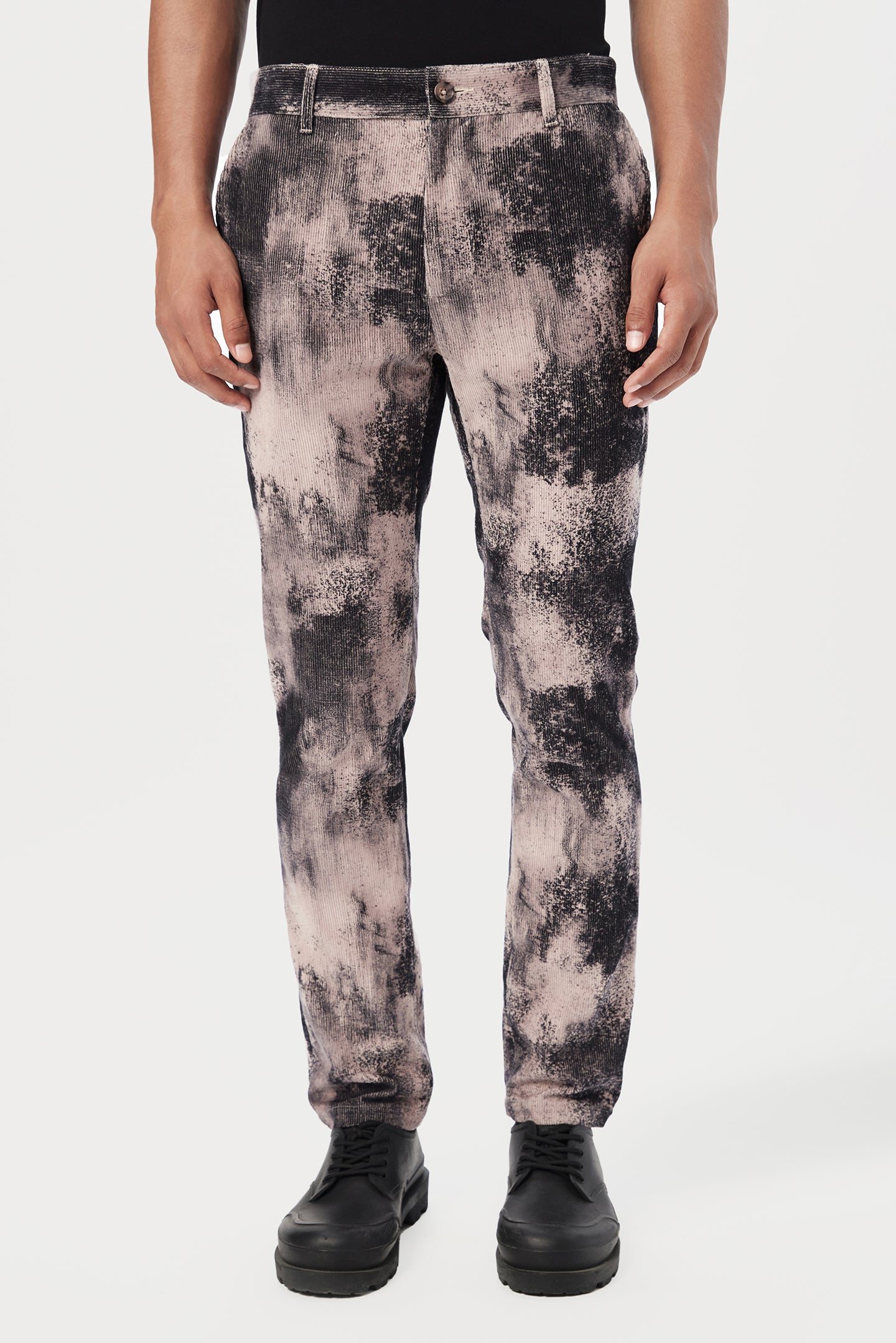 Slim Fit Trousers with Textured Print Throughout
