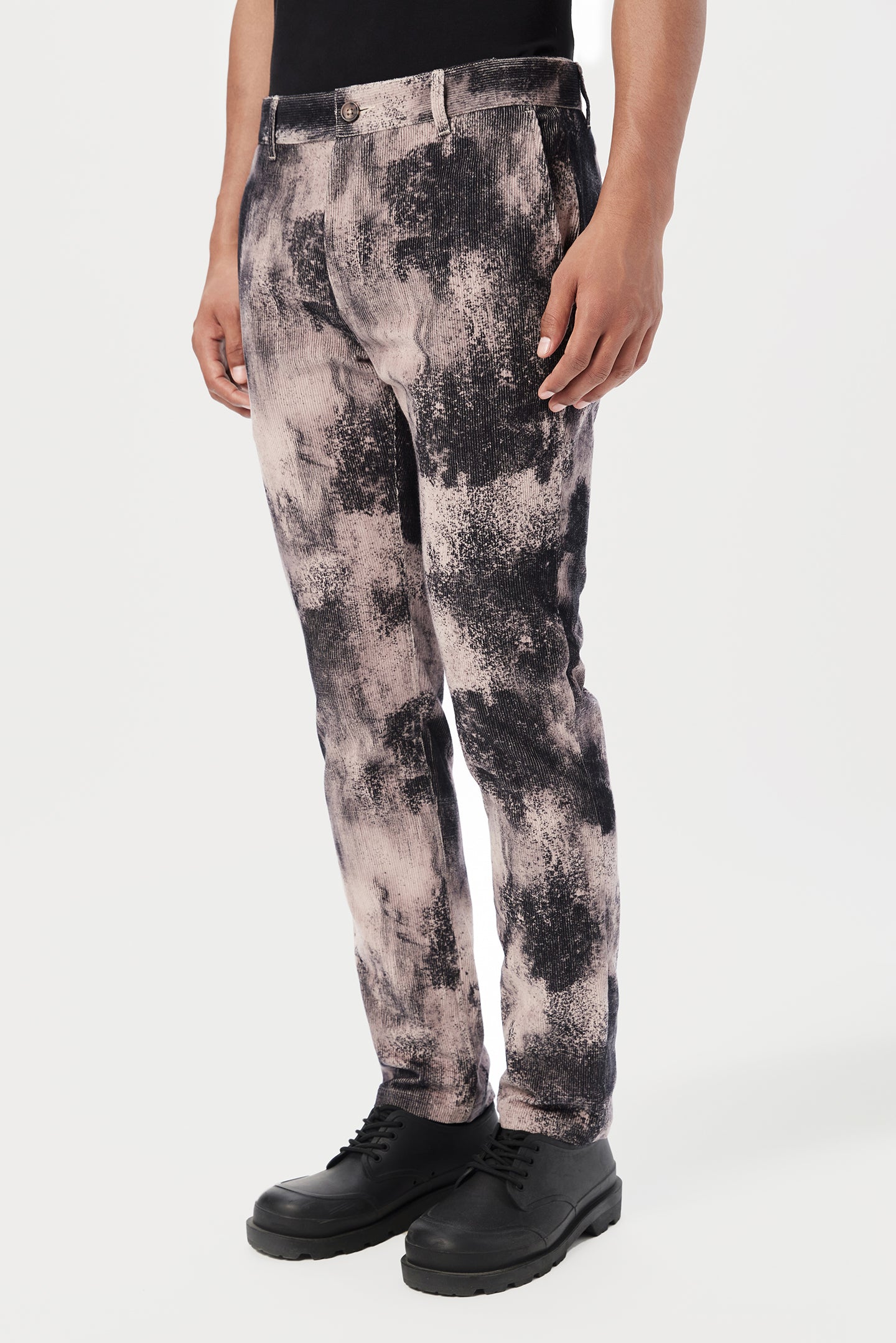 Slim Fit Trousers with Textured Print Throughout