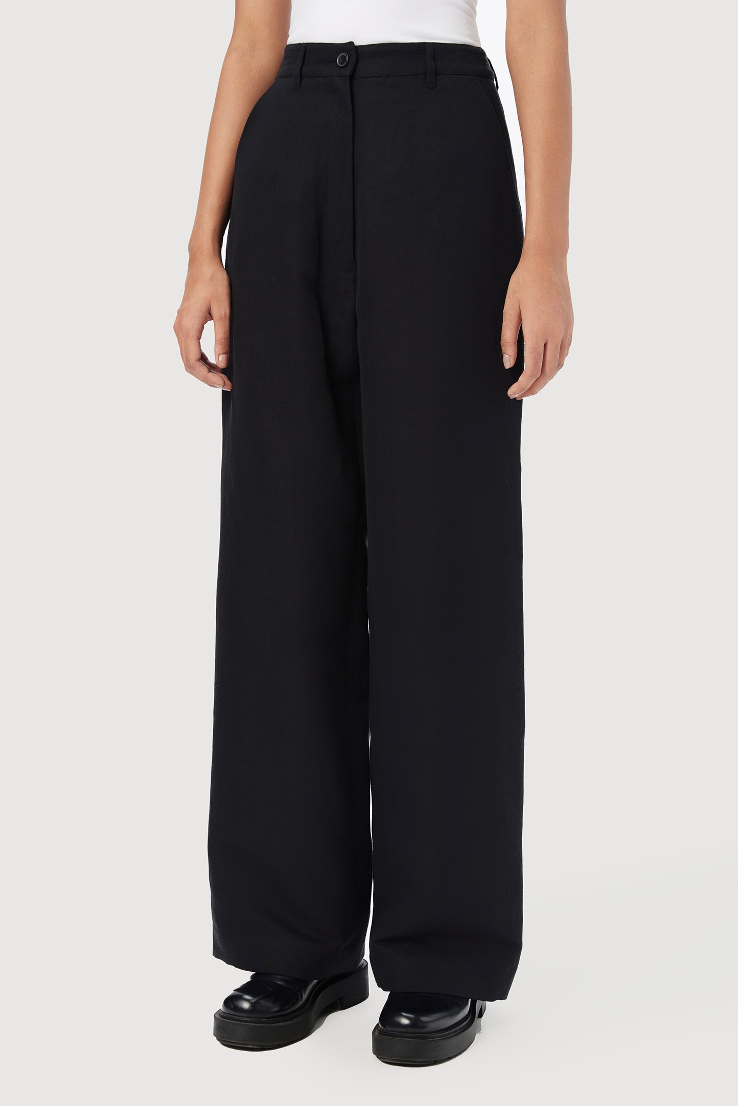 Easy Fit Flared Trousers with Stylish Bone Pocket Detail on the Back