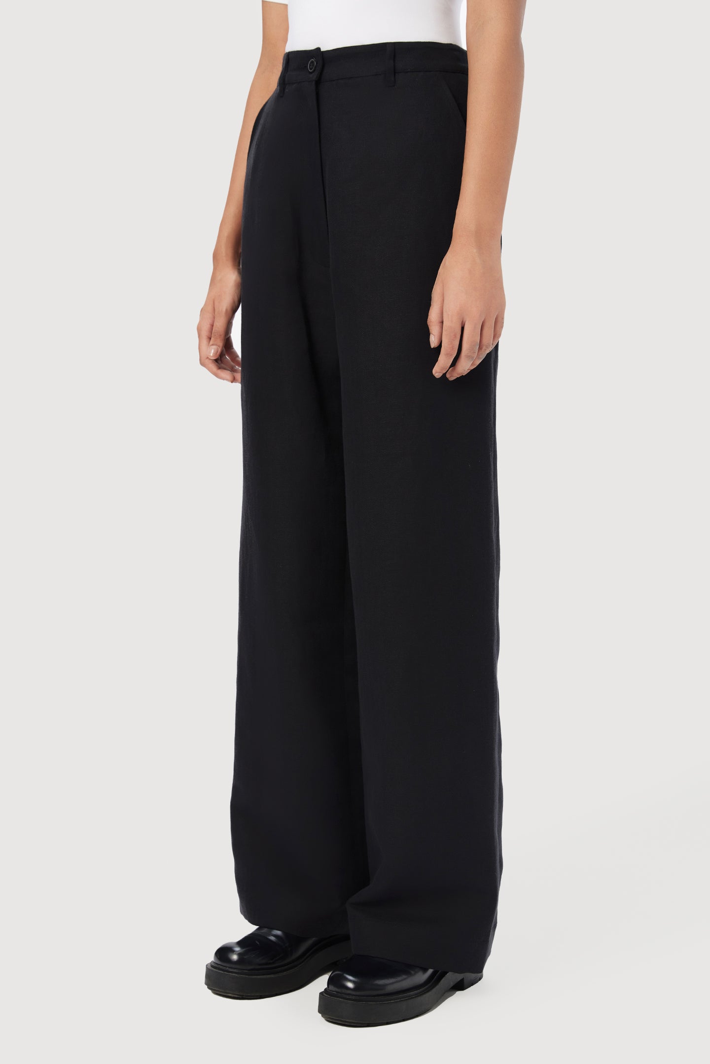 Easy Fit Flared Trousers with Stylish Bone Pocket Detail on the Back