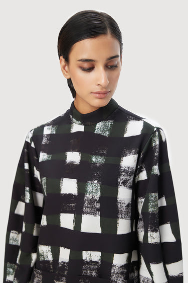 Easy Fit Sweatshirt with All-Over Large Checks Print - Genes Lecoanet Hemant