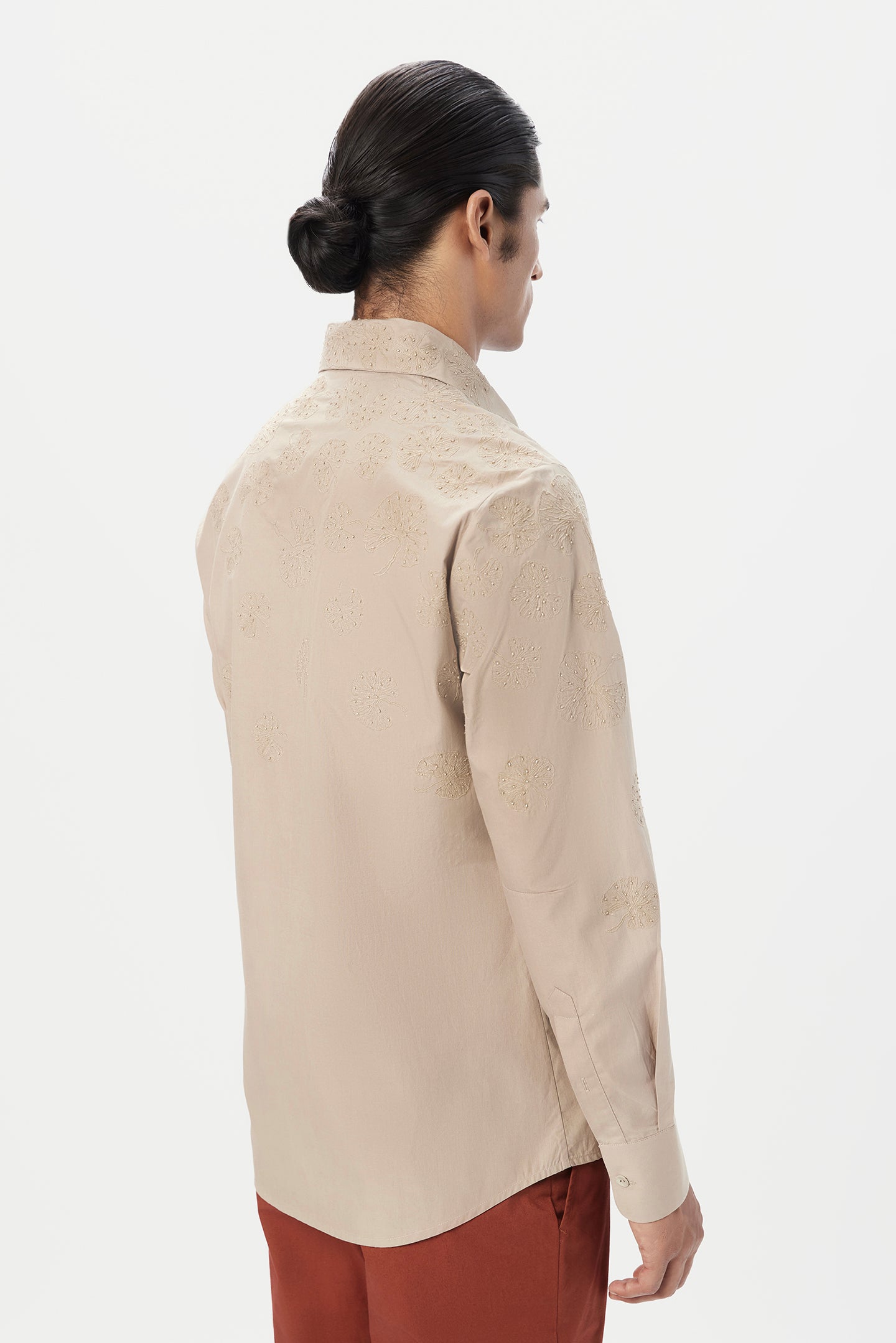 Regular Fit Button-Down Shirt with Gingko Thread Embroidery