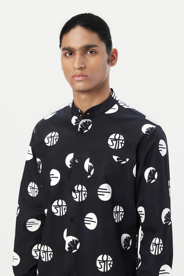 Easy Fit Button-Up Shirt with Band Collar - Genes Lecoanet Hemant