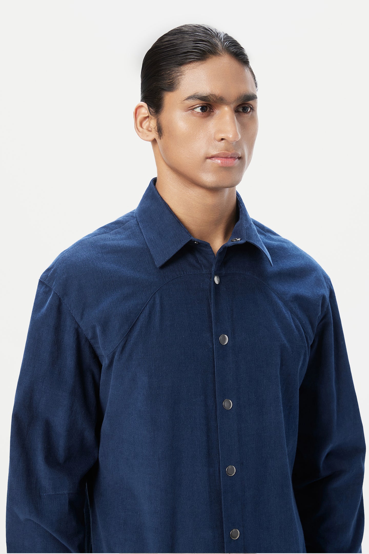 Regular Fit Button-Down Shirt with Seam Construction Detail