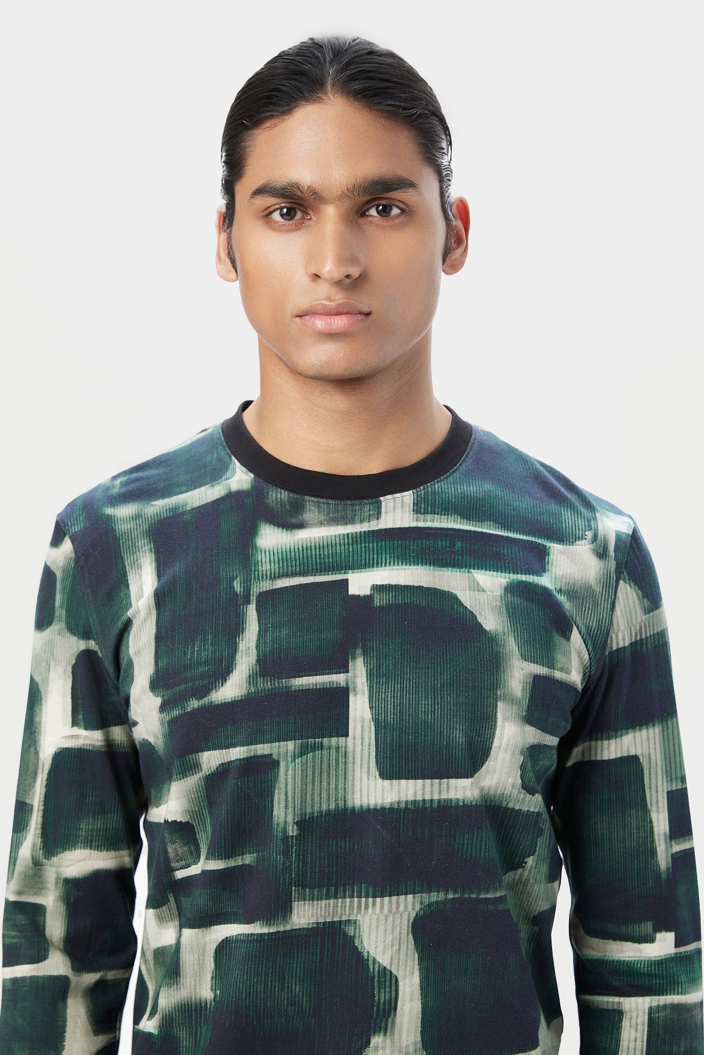 Regular Fit Full Sleeve T-Shirt in All-Over Abstract Print