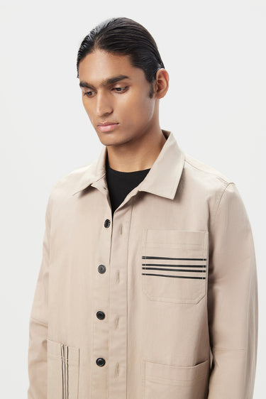 Relaxed Fit Button-Up Jacket with Top Stitch Details - Genes Lecoanet Hemant