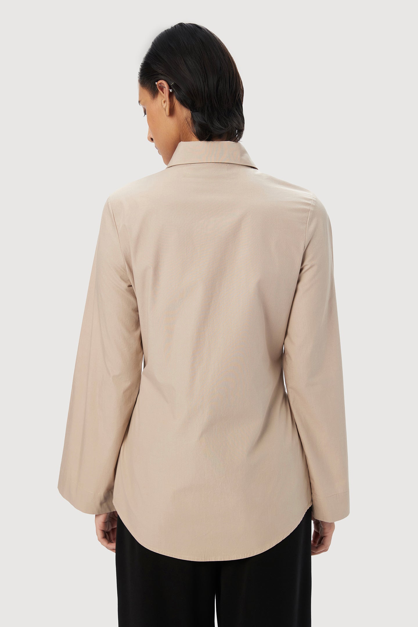 Slim Fit Shirt with Bell Sleeves and Waist-Tie Straps
