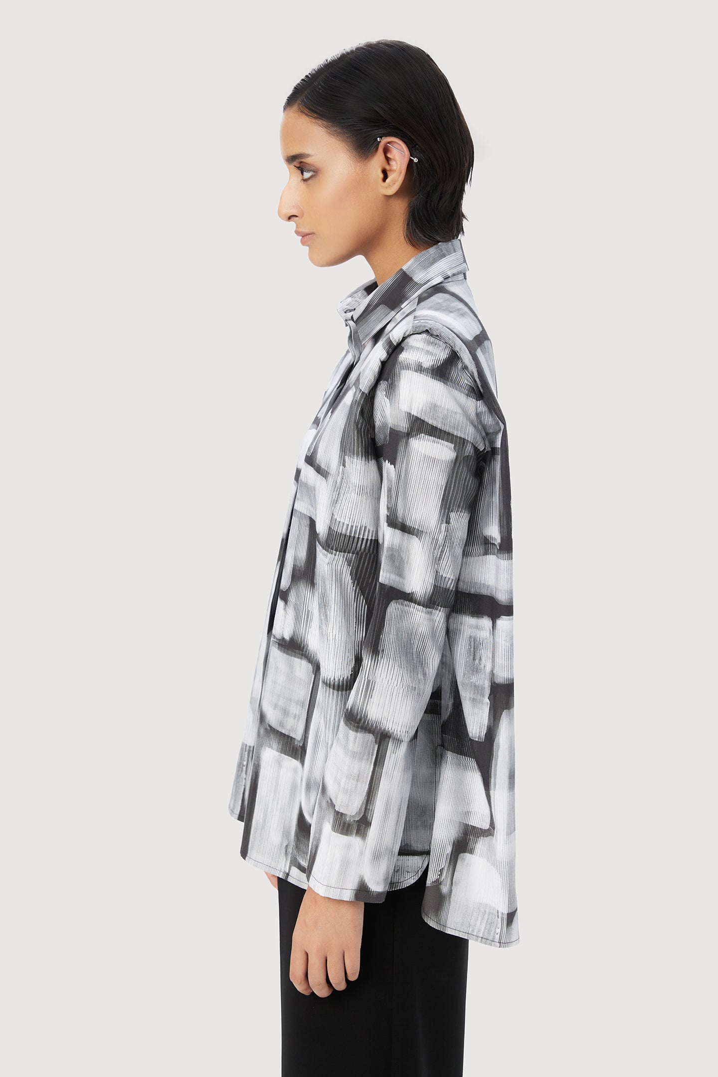 A-Line Shirt with Structured Pleated Shoulder