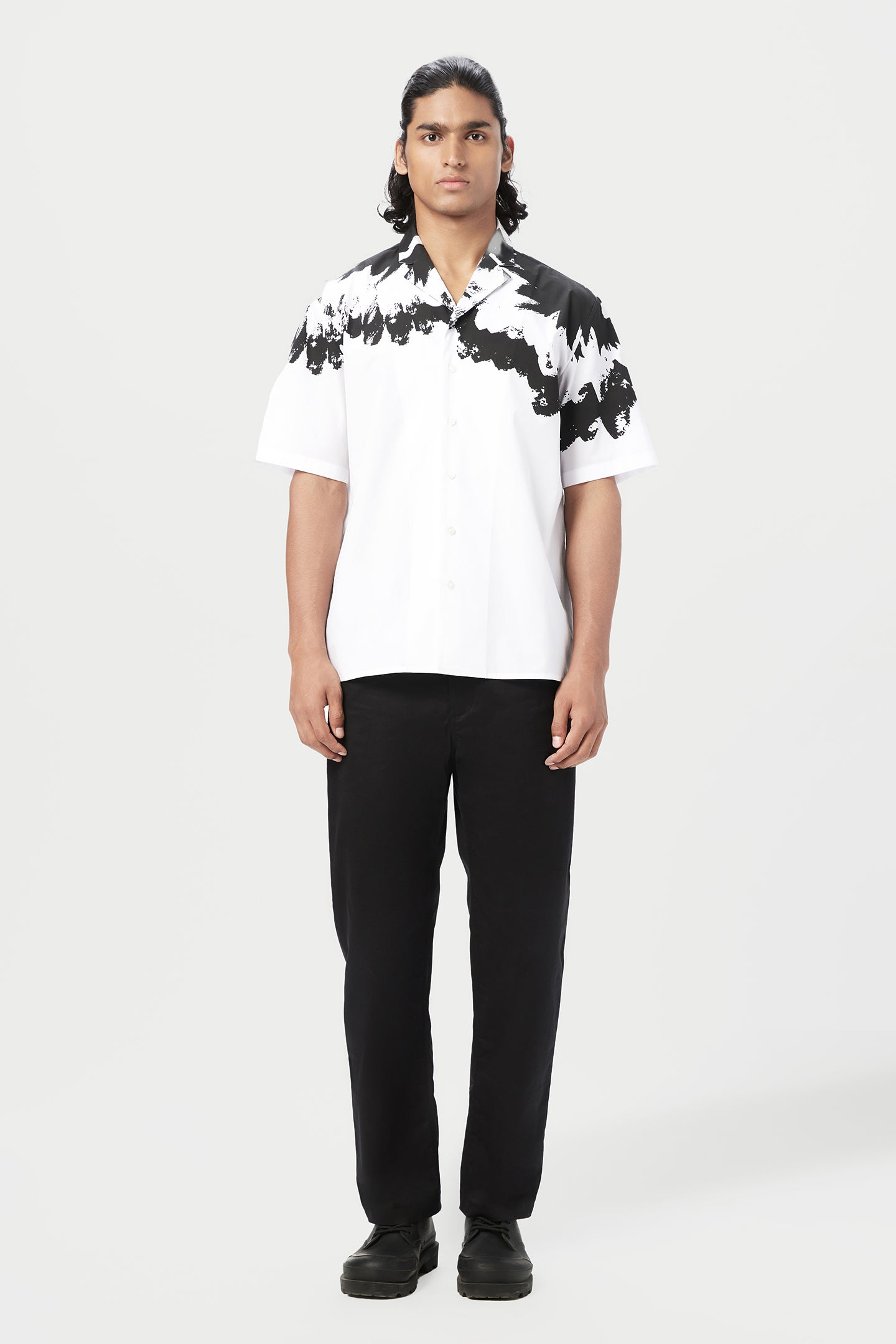 Relaxed Fit Half Sleeve Shirt with Cuban Collar