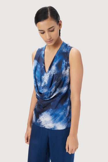 Slim Fit Sleeveless Top with All-Over Textured Print - Genes Lecoanet Hemant