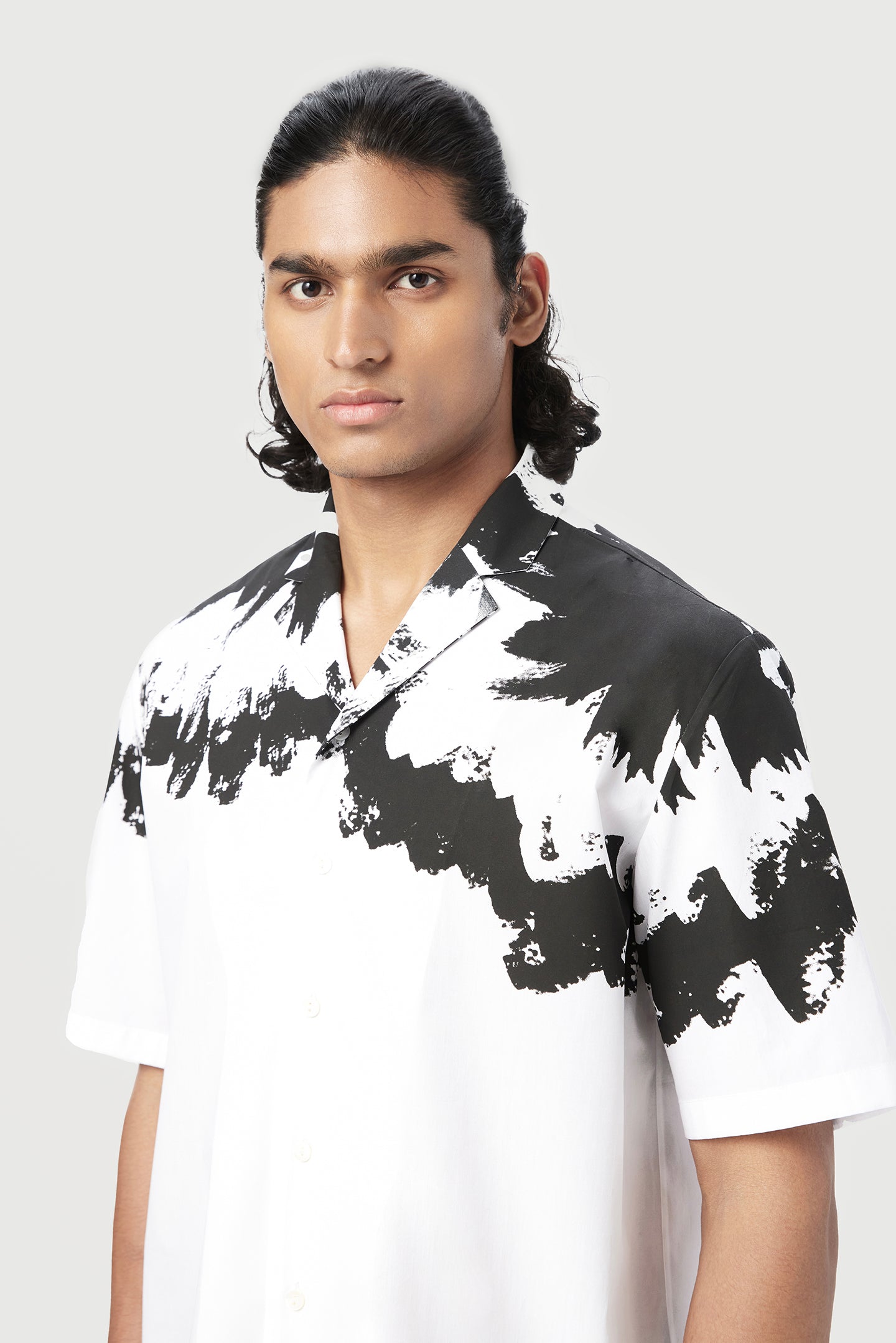 Relaxed Fit Half Sleeve Shirt with Cuban Collar