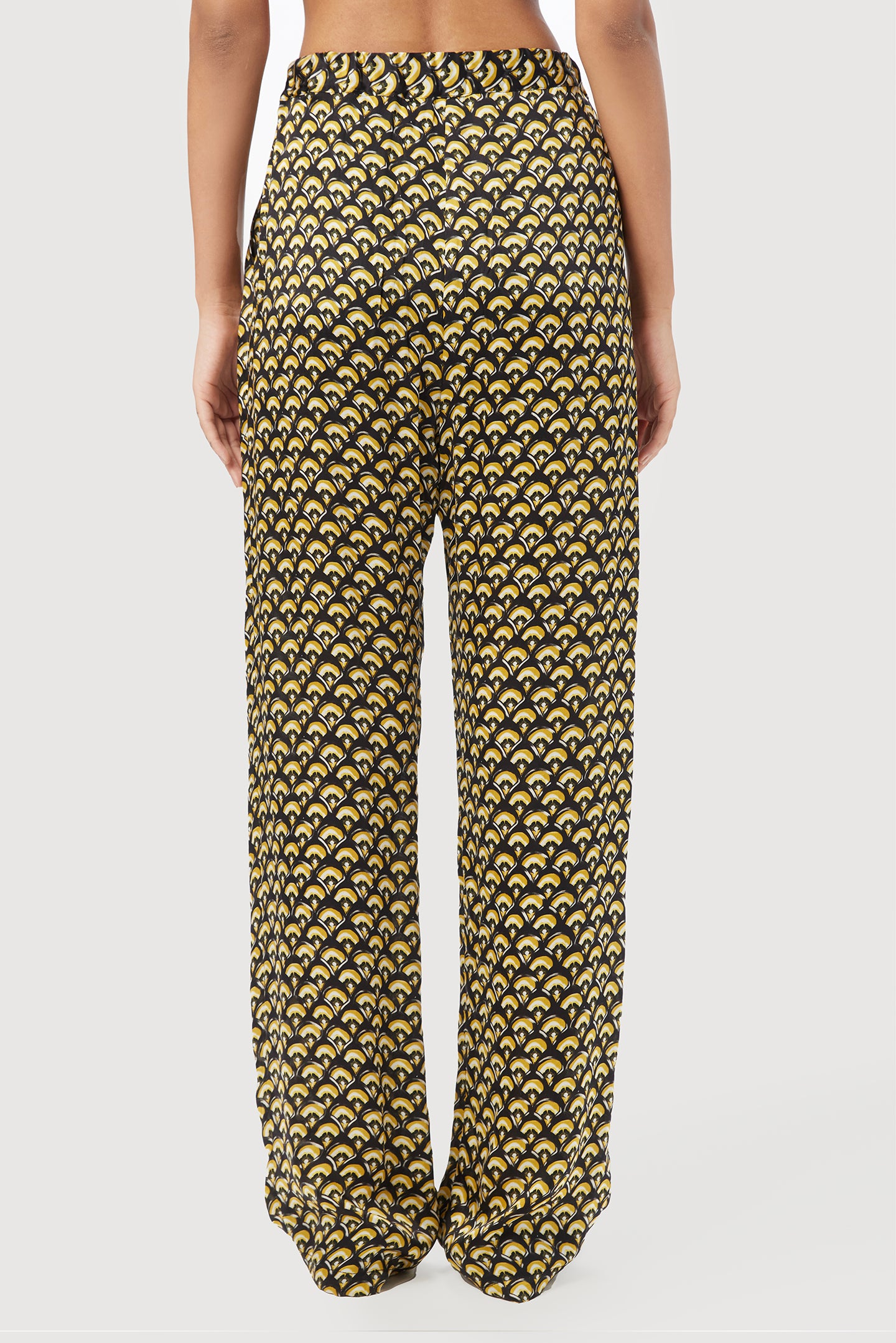 Straight Fit Trousers Featuring All-Over Scallops Print
