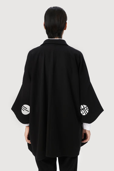 Oversized Button-Down Shirt with Artistic Stamp Print - Genes Lecoanet Hemant