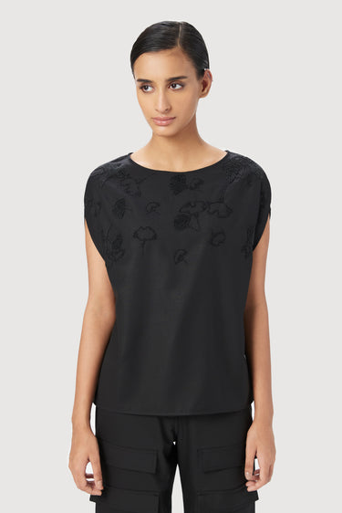 Easy Fit Boat Neck Top with Drop Shoulders - Genes Lecoanet Hemant