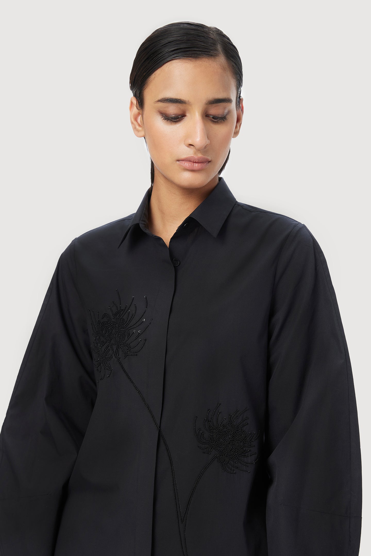 Regular Fitted Button-Down Shirt with Soft Rounded Sleeves