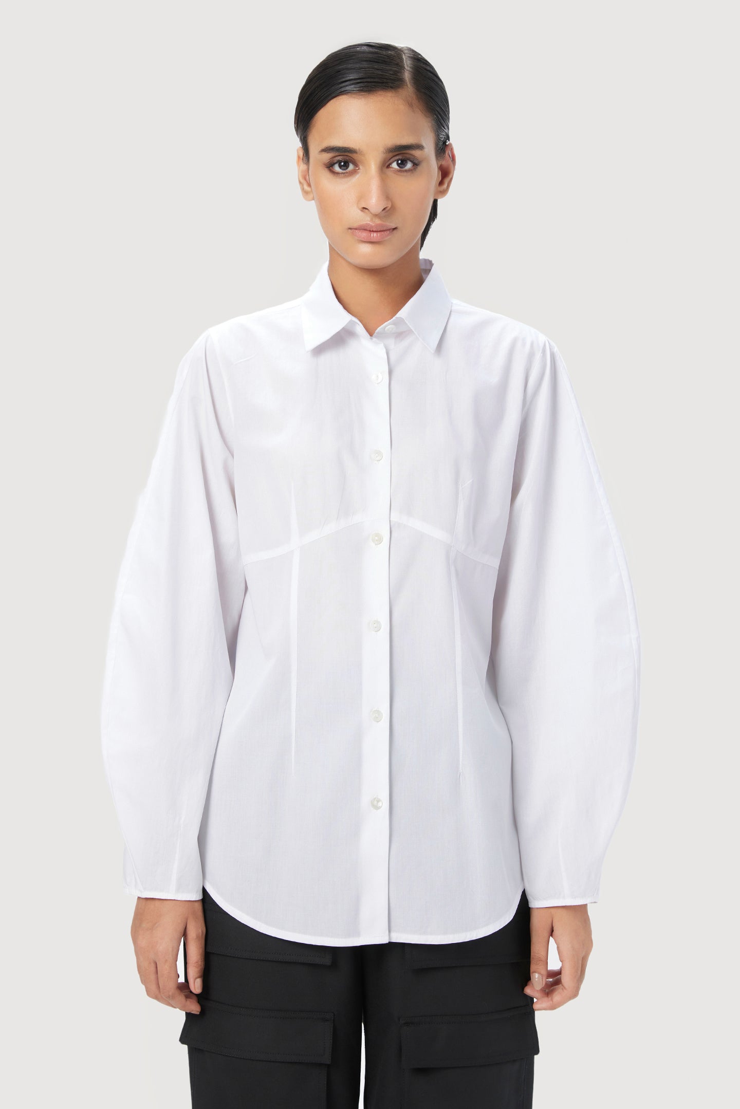 Regular Fit Button-Down Shirt with Voluminous Sleeves