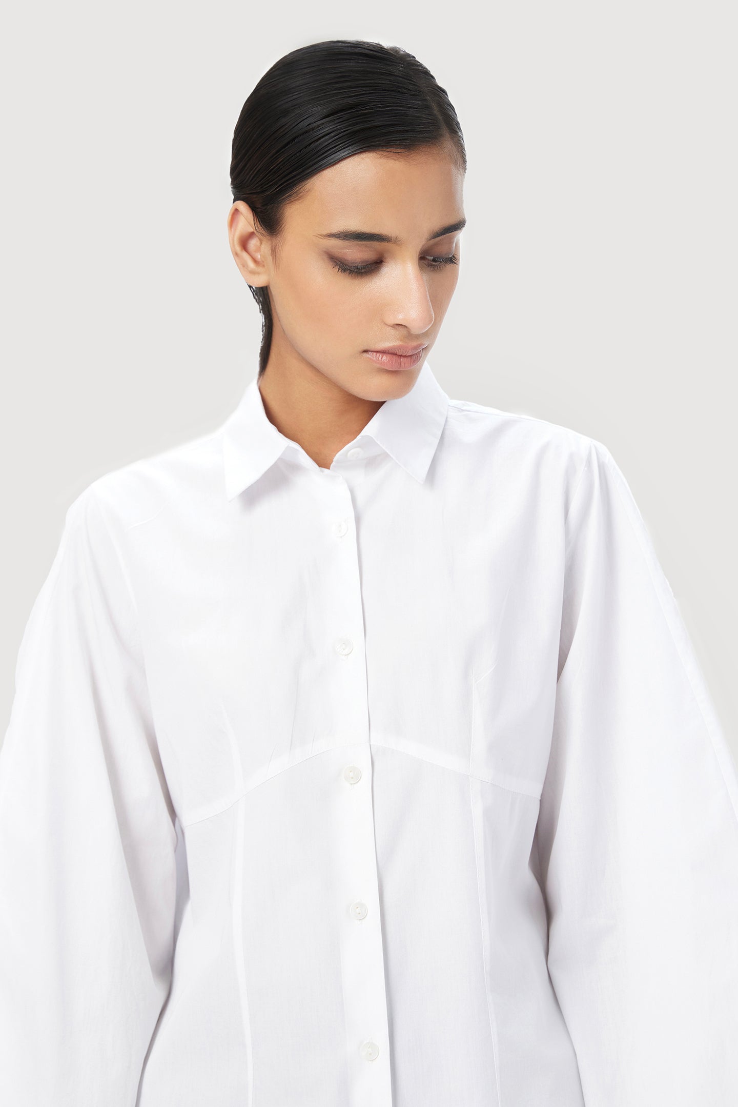 Regular Fit Button-Down Shirt with Voluminous Sleeves