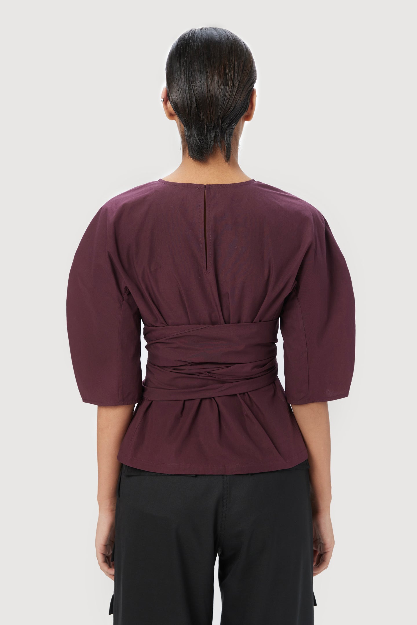 Slim Fit Round Neck Top with Soft Rounded Shoulders