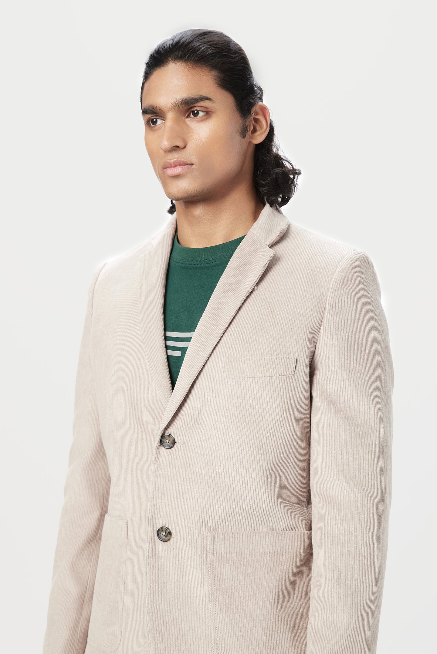 Classic Fit Two-Button Jacket with Fish Printed Lining