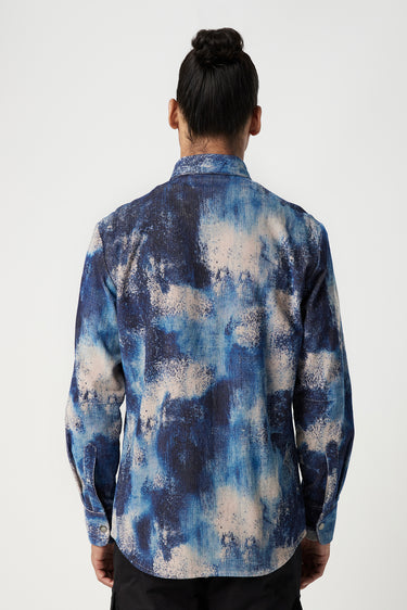 Relaxed Fit Button-Up Shirt with All-Over Textured Print - Genes Lecoanet Hemant