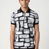 Regular Fit Polo T-Shirt with All-Over Abstract Check Print - Genes Lecoanet Hemant