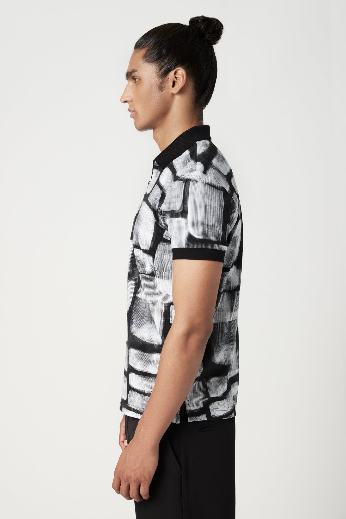 Regular Fit Polo T-Shirt with All-Over Abstract Check Print