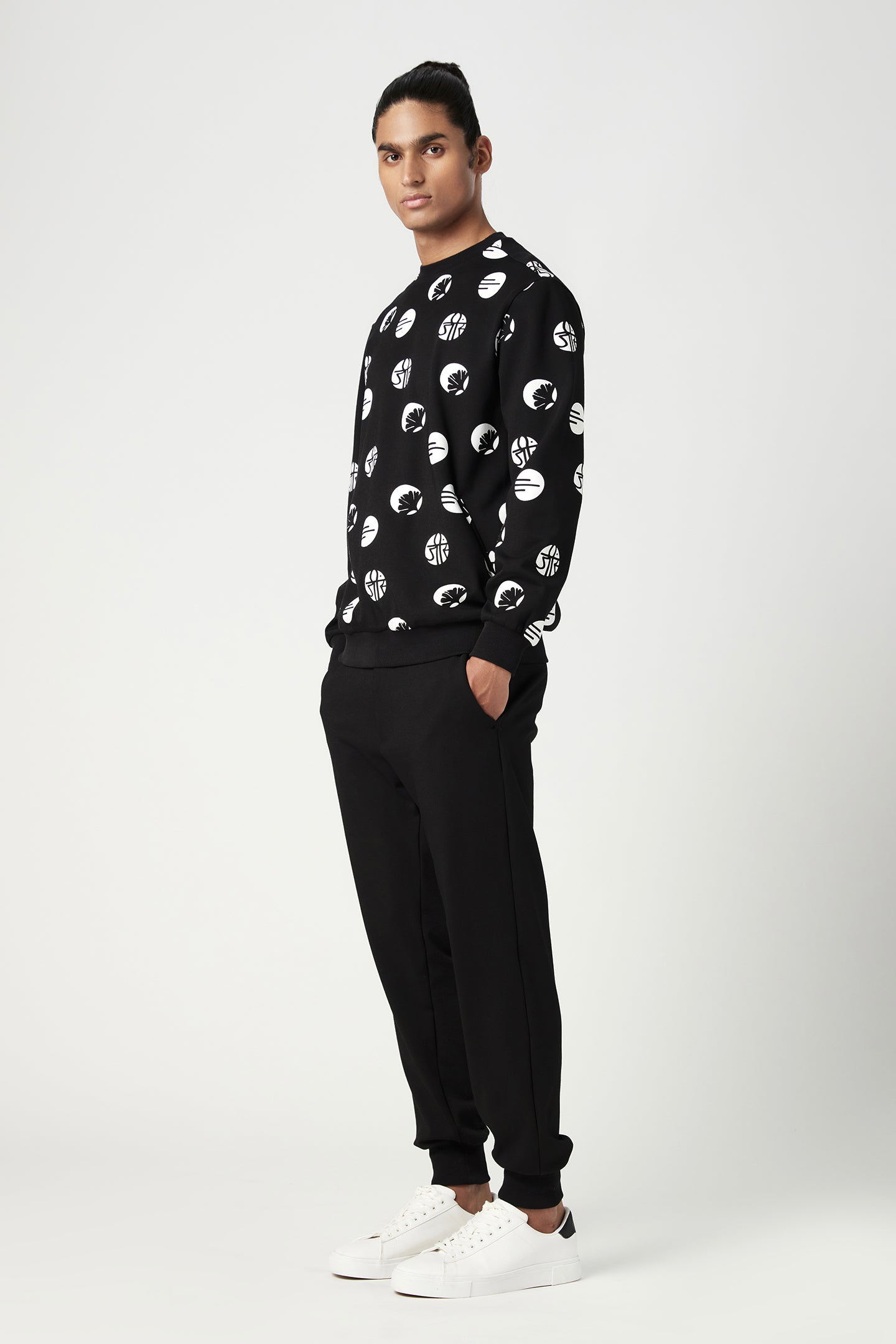Relaxed Fit Sweatshirt with All-Over Stamp Print