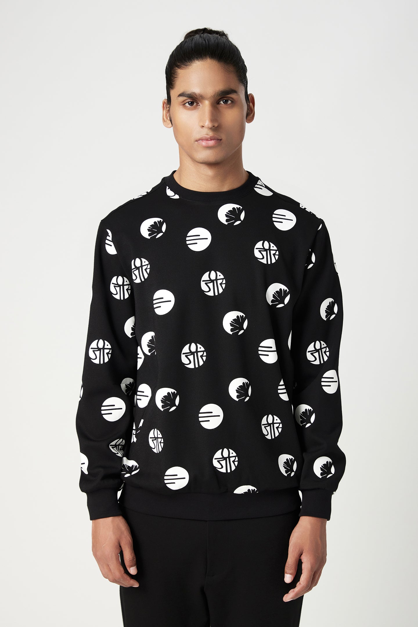 Relaxed Fit Sweatshirt with All-Over Stamp Print