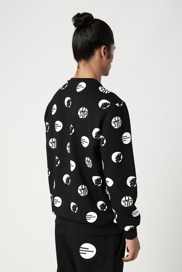 Relaxed Fit Sweatshirt with All-Over Stamp Print - Genes Lecoanet Hemant