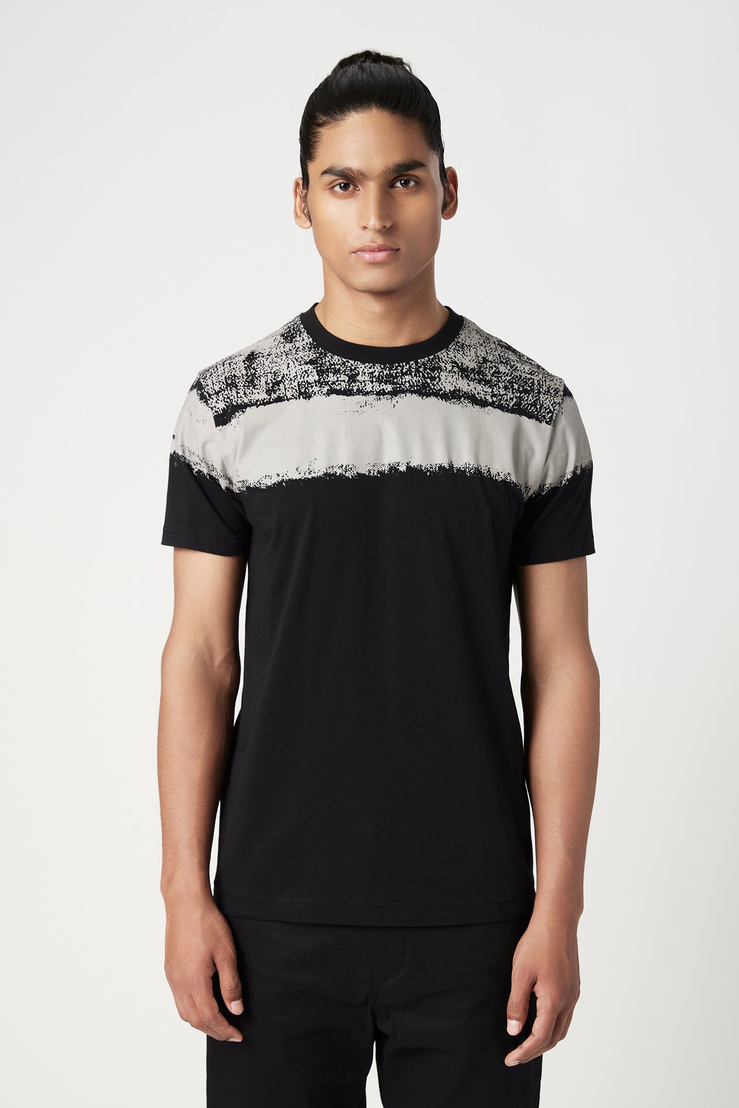 Classic Fit T-Shirt with Placement of Bold Large Stripes