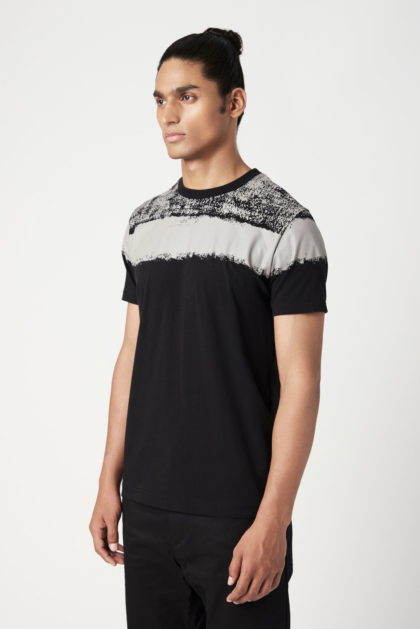 Classic Fit T-Shirt with Placement of Bold Large Stripes