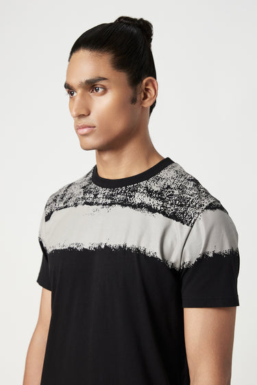 Classic Fit T-Shirt with Placement of Bold Large Stripes - Genes Lecoanet Hemant