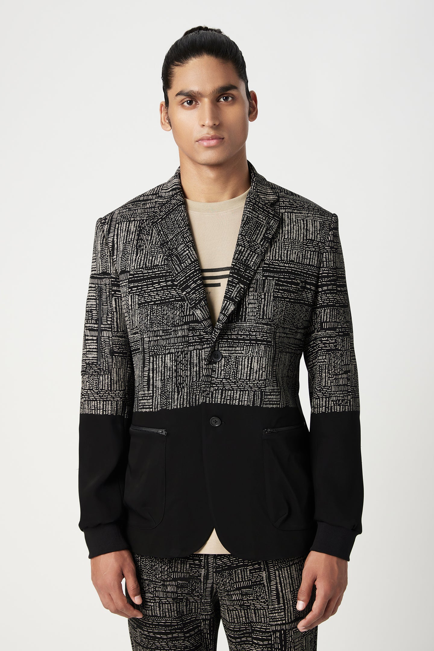 Classic Fit Jacket with Front and Sleeve Patch Pockets