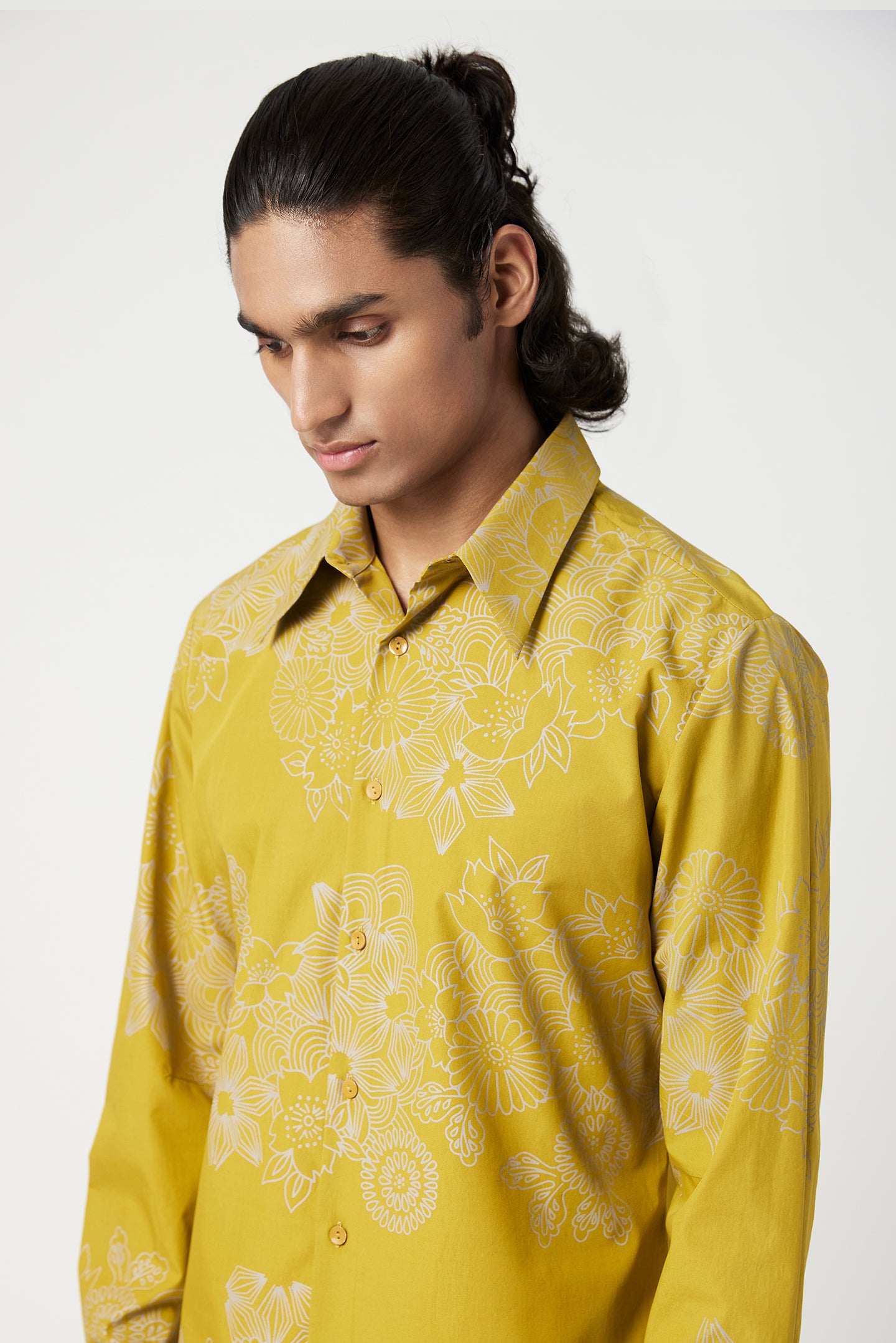Regular Fit Button-Down Shirt with All-Over Floral Print