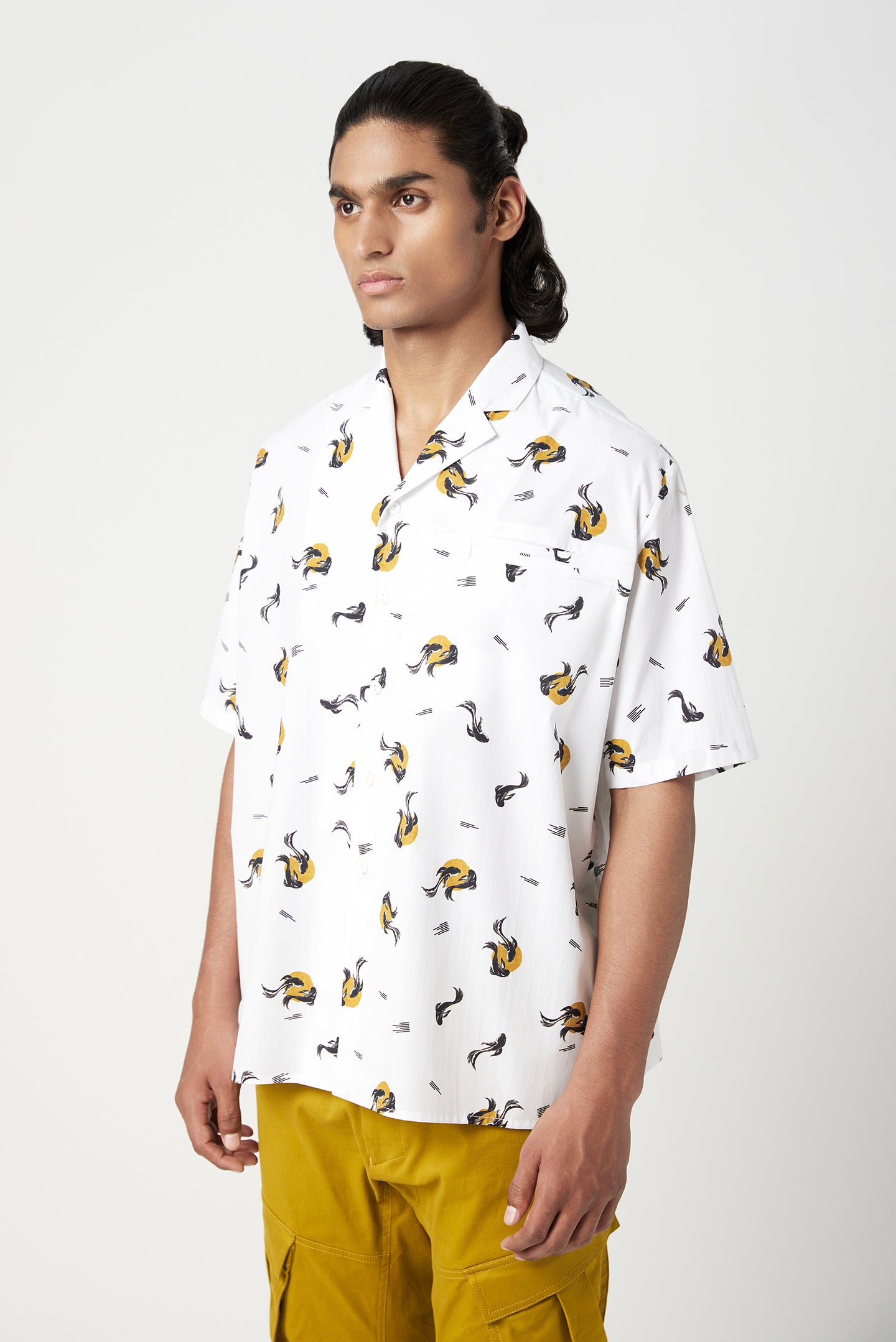 Easy Fit Half Sleeve Shirt in an All-Over Fish Print