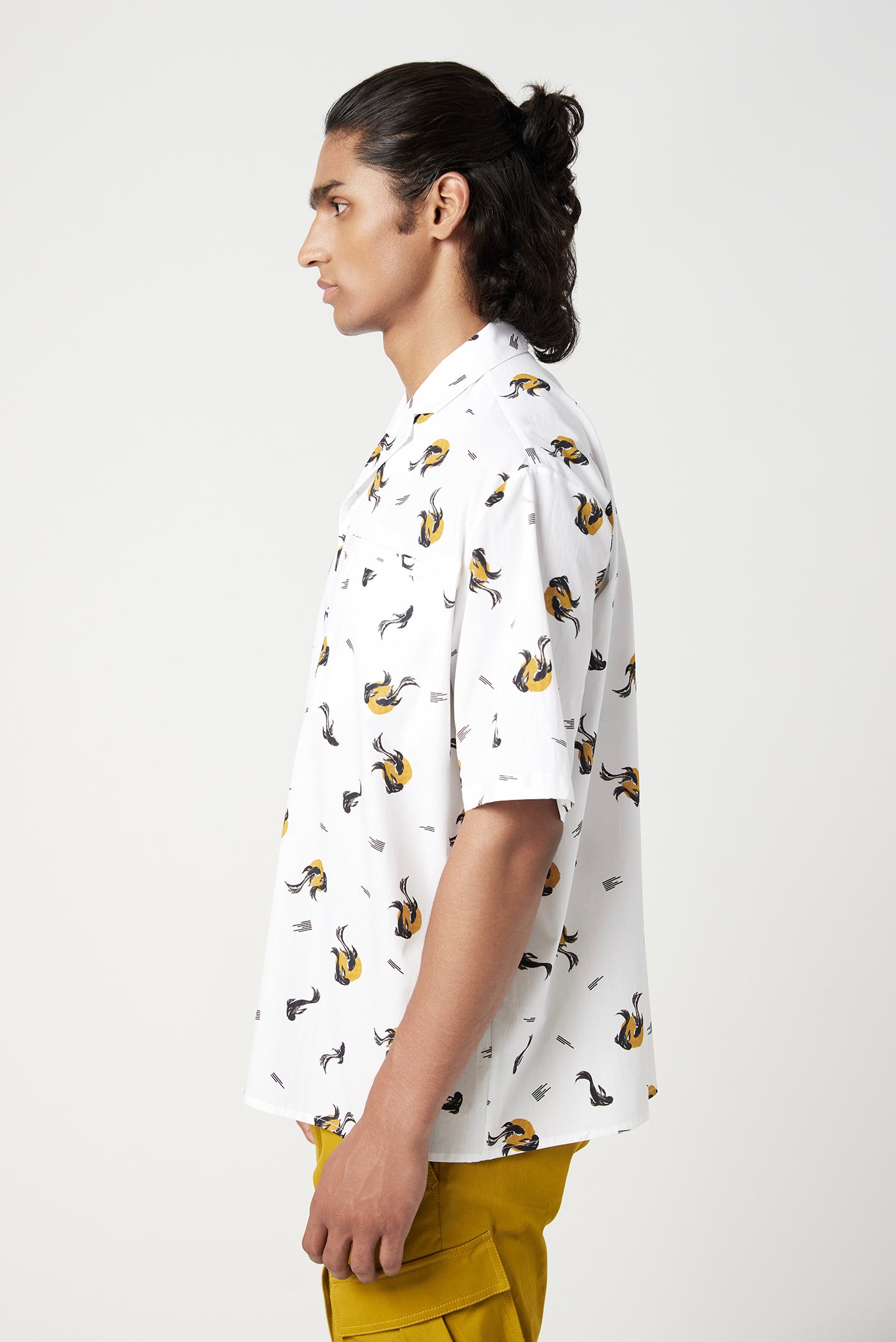 Easy Fit Half Sleeve Shirt in an All-Over Fish Print