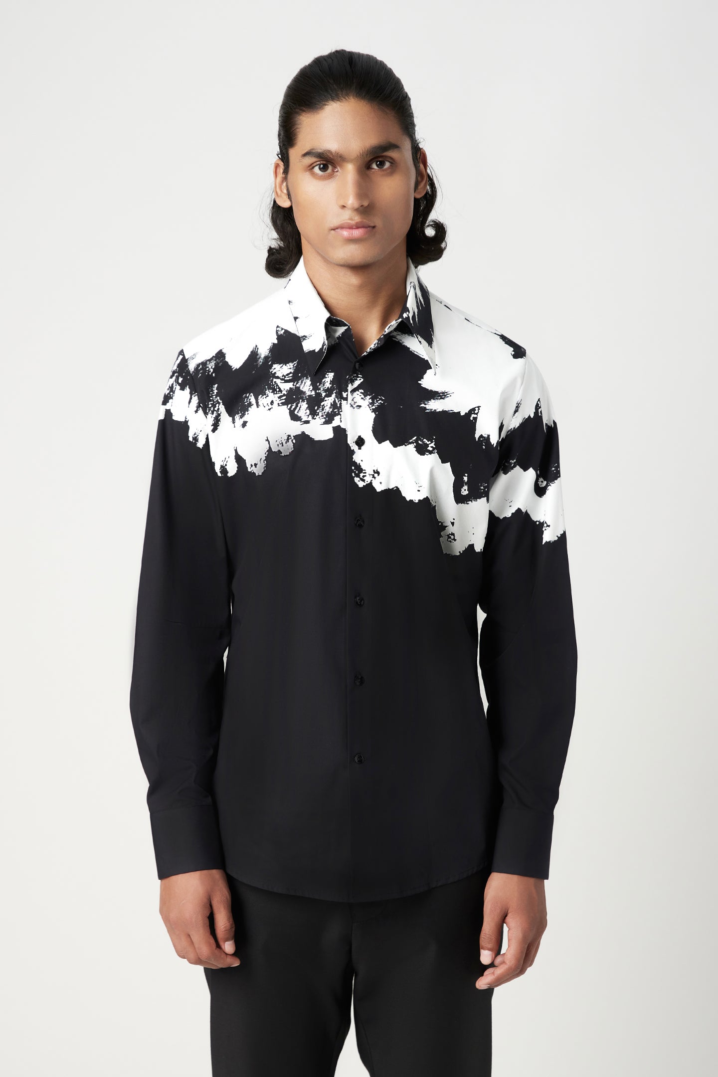 Regular Fit Button-Down Shirt with Gingko Print Placement