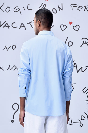 Cotton Poplin Regular Fit Shirt- Light Blue - Genes Online Store