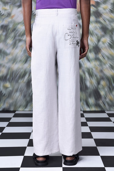 Pearl Grey Linen Trousers - Genes Online Store