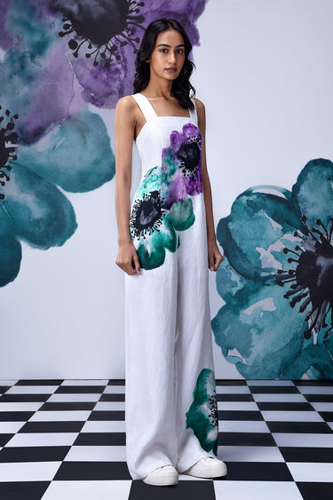 Anemone Flower Semi Fitted Dungaree- White Coral - Genes Online Store